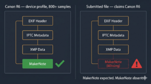 Illustration showing an exif structure with makernote missing