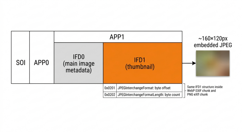 Image showing the basic break up of EXIF and thumbnail make up within the data