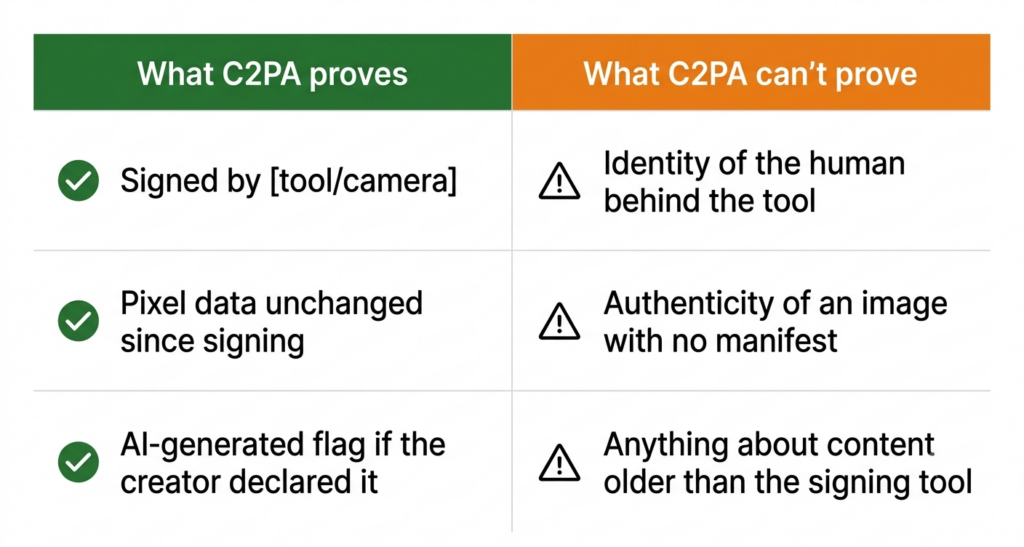 Flat two-column table diagram showing LHS and RHS on what cp2a can / cannot do