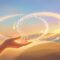 Particles floating above a hand in an endless looping