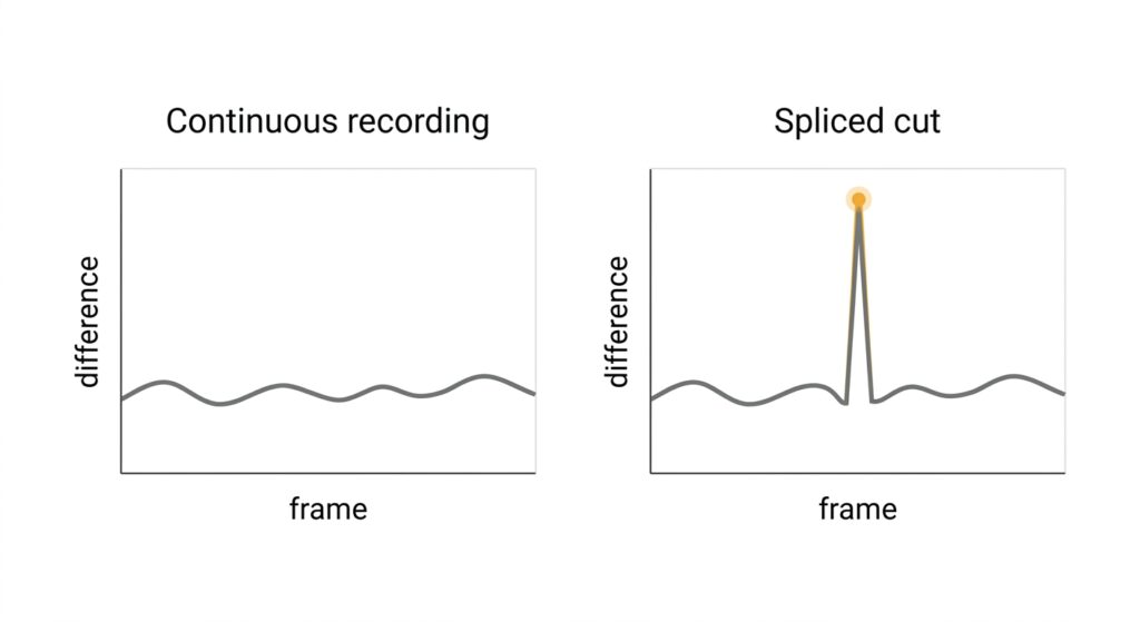 Image showing video that is continuous vs spliced cut