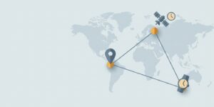 Picture showing 3 points on the world map to represent gps triangle