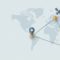 Picture showing 3 points on the world map to represent gps triangle