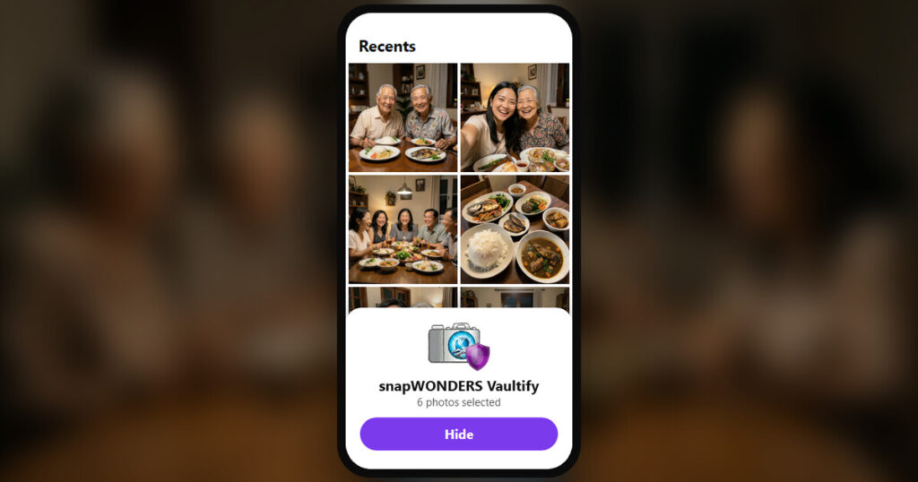 Phone showing Vaultify to hide photos