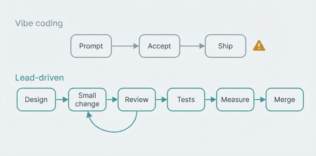 Workflows for vibe coding verses lead driven synthesis
