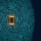 Imaging showing fingerprint lines leading to the mobile phone